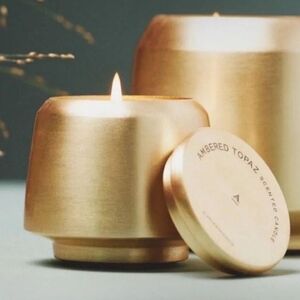 Anthropologie Gold Candle Holders with Elegant Accents